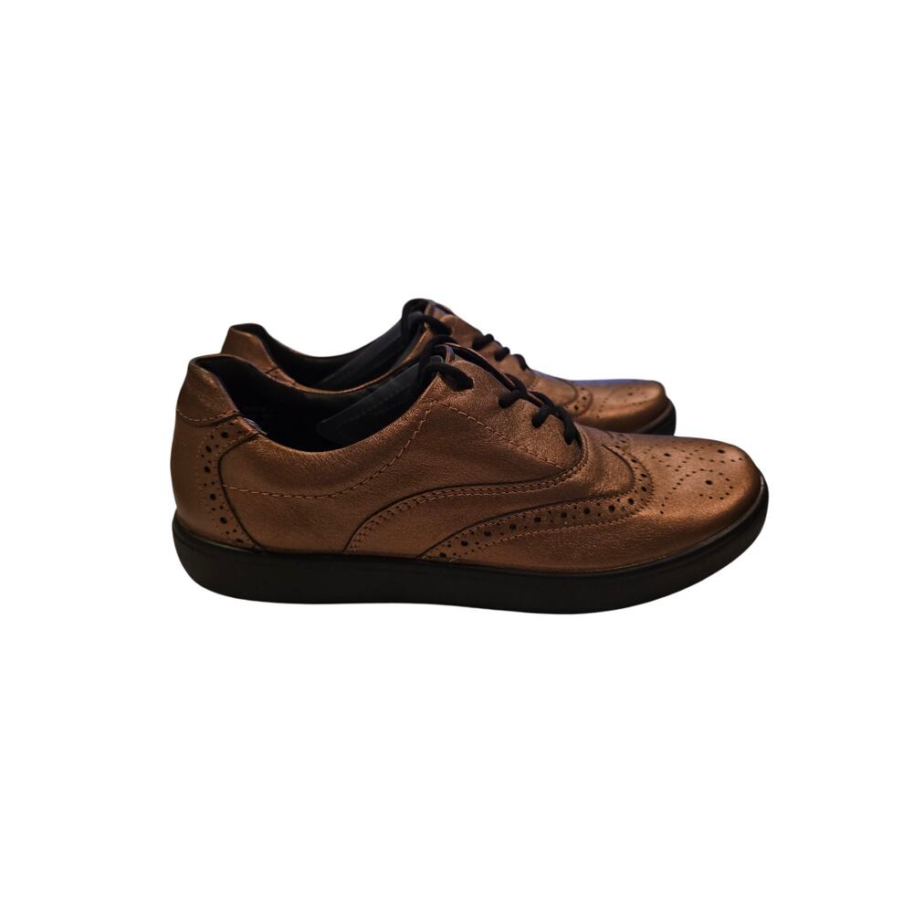 Hotter Metallic Bronze Wingtip Oxford Shoes Womens 7.5, Brogue Dark‎ Academia